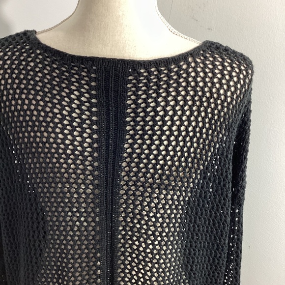 ELLOS 22/24 WOMAN PLUS BLACK CROCHET COVER UP SWEATER VERSATILE - Picture 4 of 12